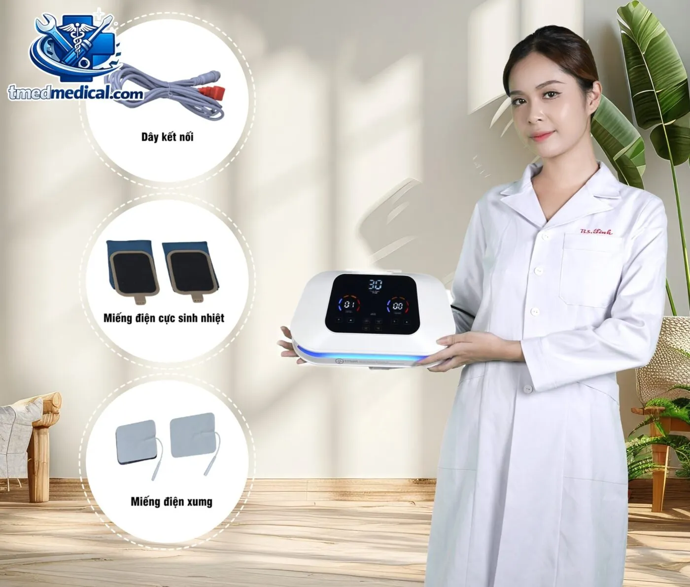 Thiết bị điện xung trị liệu hiện đại hỗ trợ giảm đau cơ và khớp